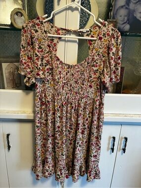 Patrons of Peace Floral Baby Doll Multi-Color Mini Dress Medium